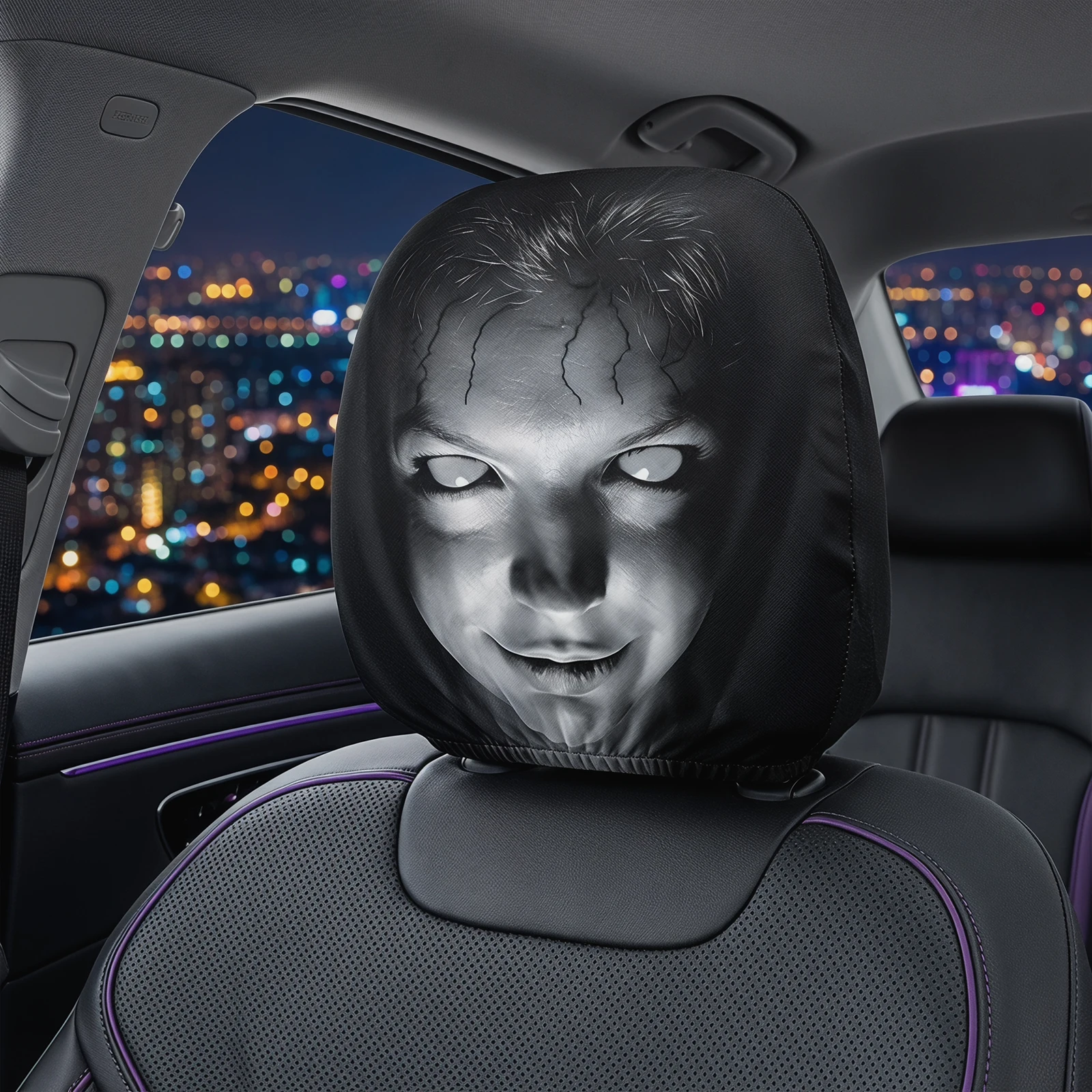 Stretch Seat Headrest Protector Elastic Fabric Scary Covers Auto Interior Accessories Car Headrest Case for Sedan Truck SUV