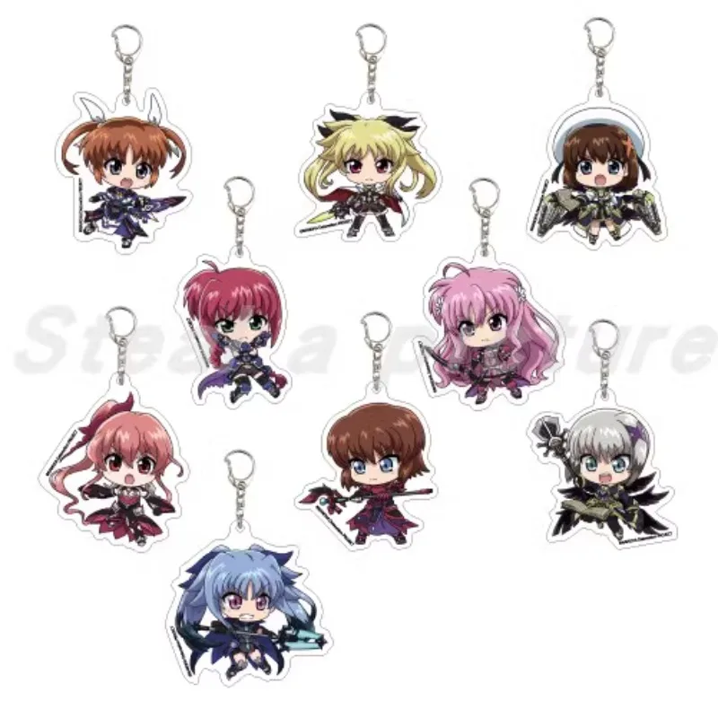 Game Yuri Eberwein Levi the Slasher Fate Testarossa Harlaown Hayate Yagami Keychain Doll Anime Acrylic Keyring for Gift