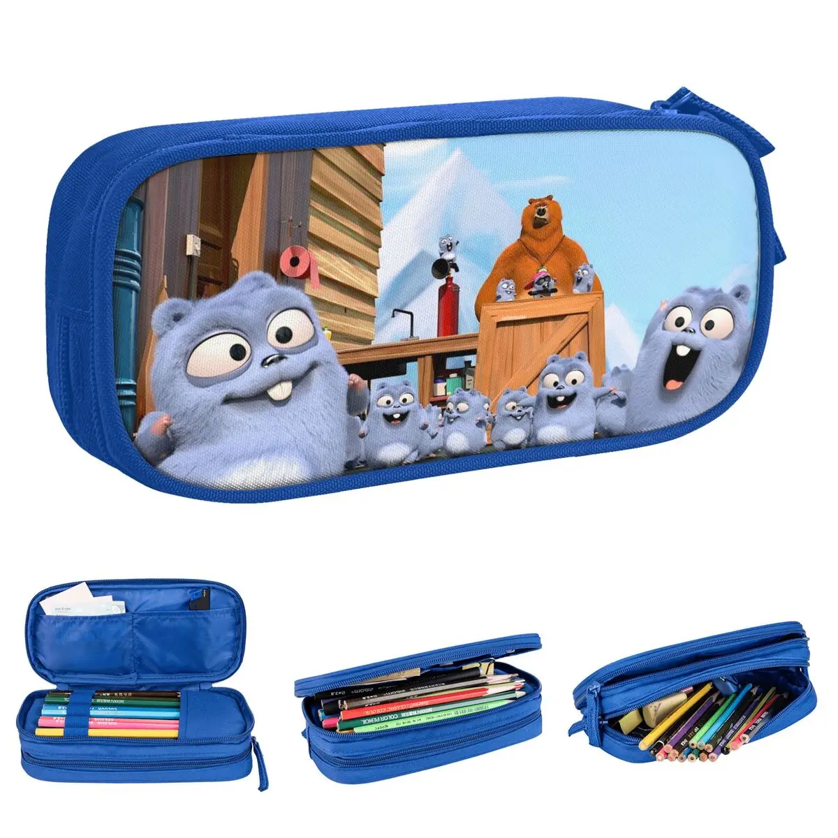 

New Grizzy Beer Pencil Cases Cartoon Anime Pencil Box Pen Kids Large Storage Bag Office Gift Stationery