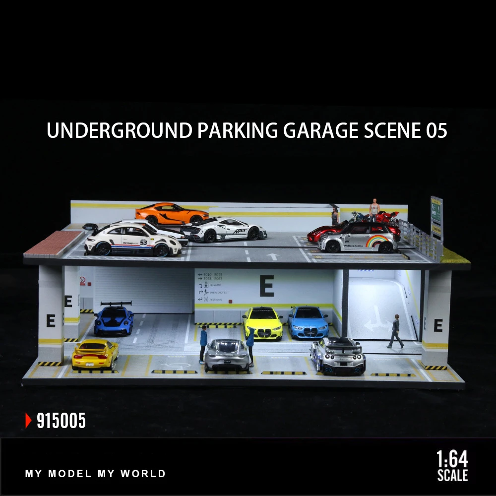 ☆ 1/64 Garage Item M 1:64 Scale Underground Garage Diorama with LED Lights, Assembly