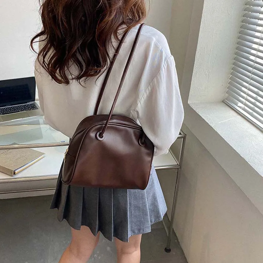 

Elegant Soft PU Tote Bag Anti-splash Water Large Capacity Square Underarm Bag Khaki French Style Solid Color Shoulder Bag