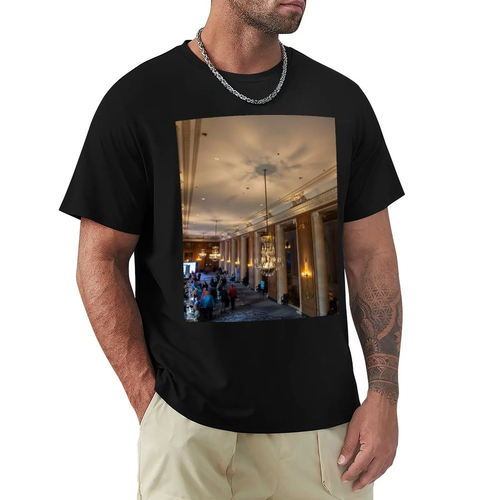 Camiseta Hilton Chicago Lobby, camiseta minimalista informal de manga corta