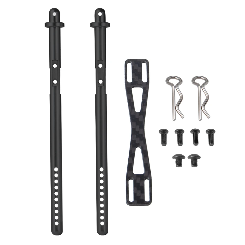 MIBIDAO-carcasa trasera de fibra de carbono y Metal para carrocería de coche, montaje de poste de columna con Clip para Axial SCX10 II 90046 1/10 RC Crawler Car Parts