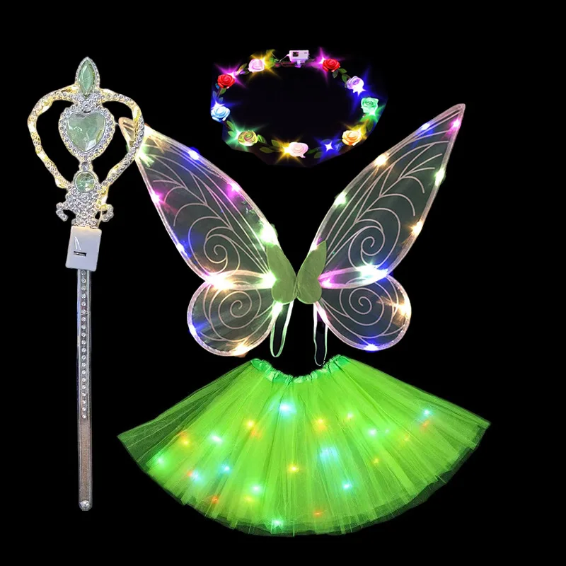 Butterfly Fairy Wings Costume Girls Toy Sparkle Rainbow Princess Angel Wing for Birthday Gift Party Cosplay Costume Dress Up Toy