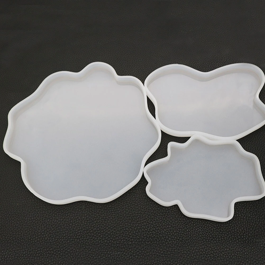 

3pcs Resin Coaster Mold Small Size Reusable Silicone For Diy Art Craft Jewelry Making Epoxy Mould Mirror Polishing Mat
