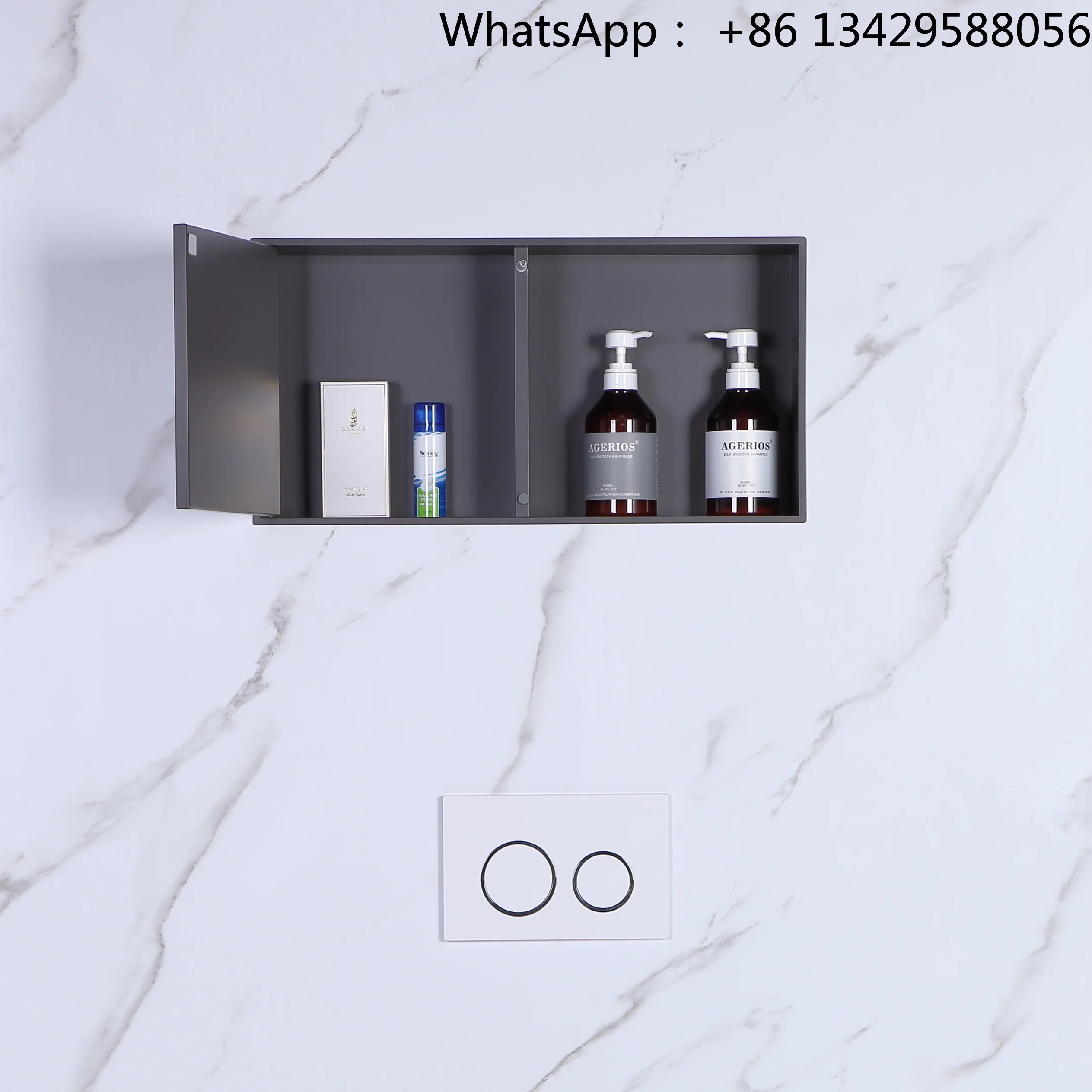 Modern Style SUS304 Steel Bathroom Locker Invisible Edge Niche Shelf Inlay Hidden Door Storage Thin Border Tile for Apartments