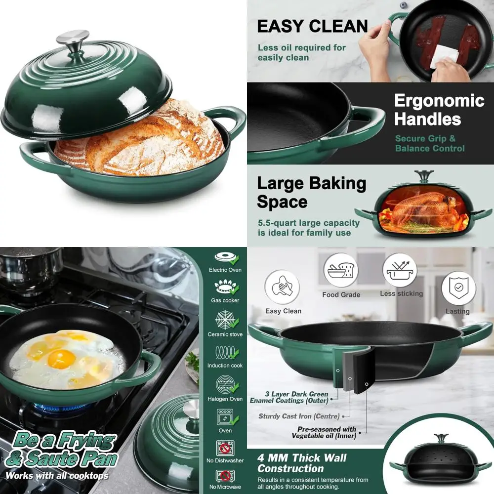 

Эмалированная чугунная голландская духовка, 5,5 литра, идеально подходит для домашней выпечки хлеба на ударе, простая в использовании с крышкой, идеально подходит для хлеба