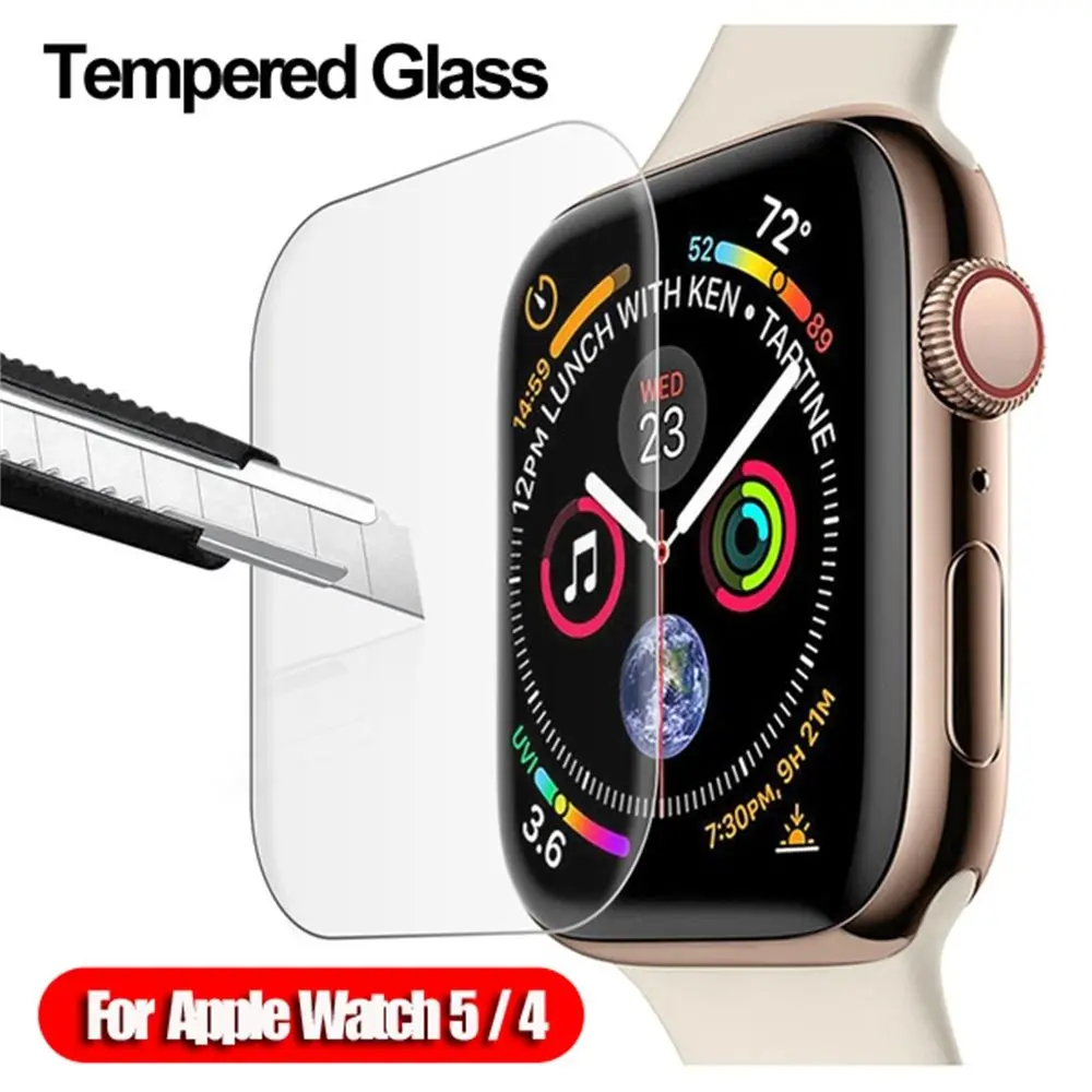 3D iWatch 40mm 44mm Case Cover For Apple Watch 5 4 Protective film Tempered Glass Screen Protectors