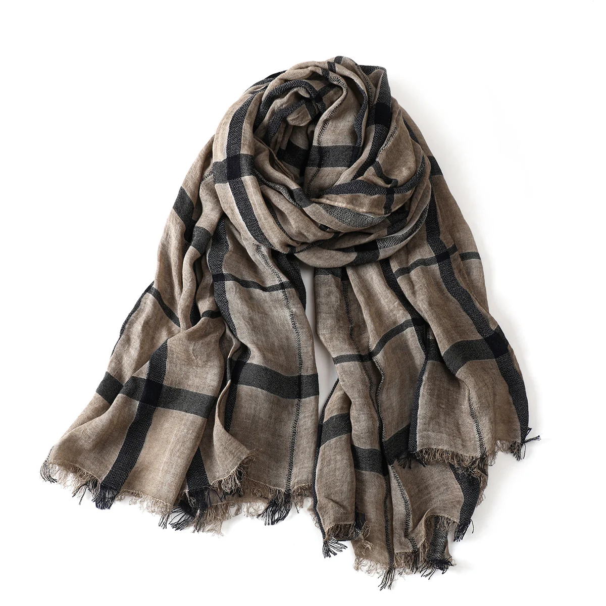 Mode Plaid Baumwolle Leinen Männer Schals Herbst Winter Warme männer Schal Kurze Quaste Bufanda Männlichen Zubehör Pashmina Schal – Detail 6