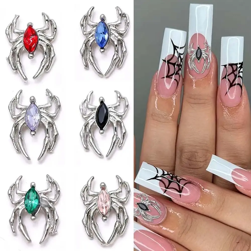 5pcs/set Halloween 3D Spider Luxury Nail Art Charms Crystal Horse Eye Rhinestones Gems for Nail Decoraions Manicure Accessories