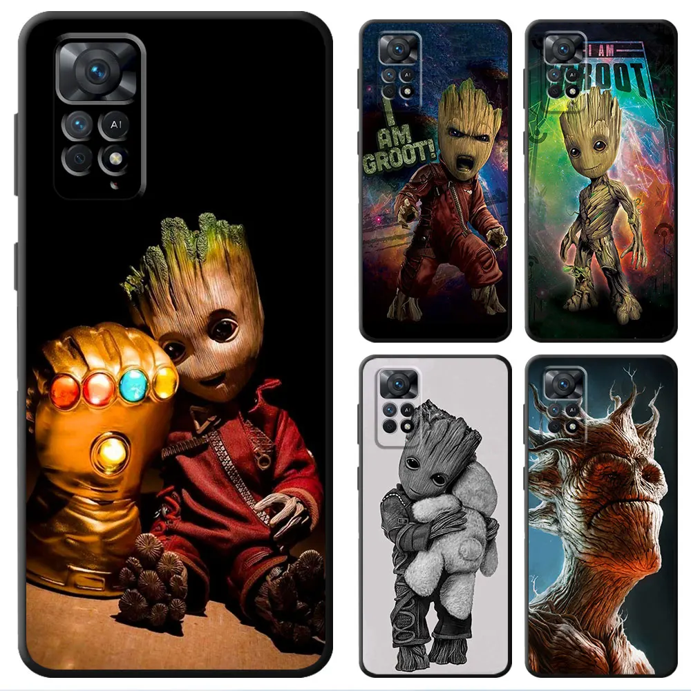 Marvel Guardians Groot funda de teléfono para Redmi Note 10S, 12S, 10, 9, 8, 7, 11S, 9S, 13 Pro, 8T, 9T, 12, 11 Pro, 12 Pro, carcasa de silicona