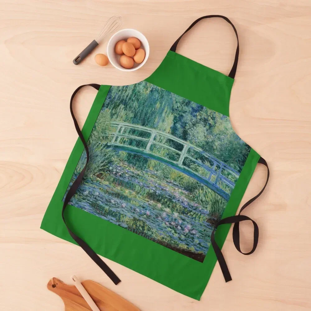 

CLAUDE MONET WATER LILIES JAPANESE BRIDGE Apron Kitchen Items For Home Customizable Apron