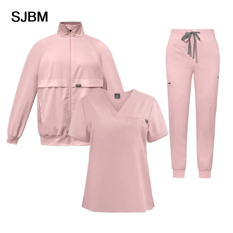 

Surgical Medical Hospital Clinic SPA Salon Scrub SetsFemale Women Three-piece Suit comfortable Warm long-sleeved Coat
