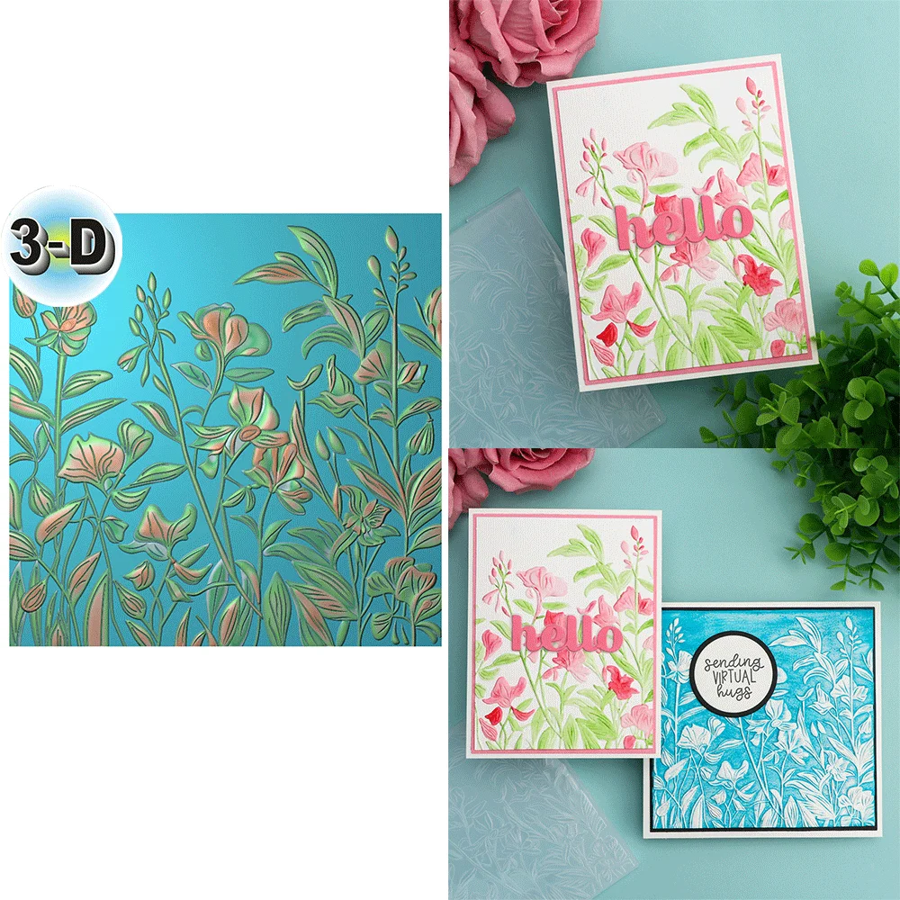 

Sweet Pea Meadow 3D Embossing Folder for Card Making & Scrapbooking - Durable Plastic, Easy Embossing - Perfect 2025 Hot