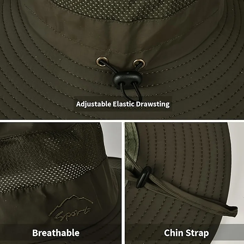 Summer Bucket Hat Breathable Sweat-Wicking Anti-UV Outdoor Fishing Hiking Hat Adjustable Foldable Quick Dry Travel Sun Cap