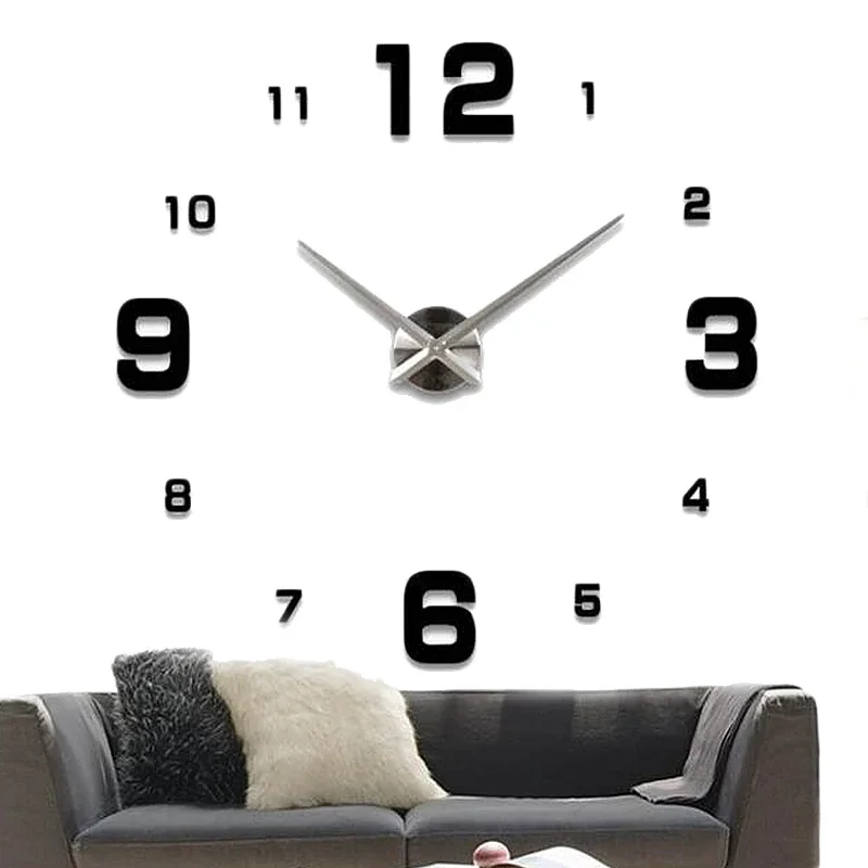 Large Wall Clocks 3D DIY Quartz Clock Acrylic Mirror Stickers For Home Living Room Office Wall Decoration Hanging Horloge Watch