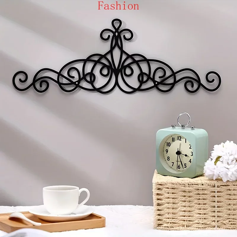 

Metal Wall Hanging Decor Traditional Metal Scroll Home Art Decor Rustic Iron Wall Medallion Black Metal Scroll Iron Wall Plaque