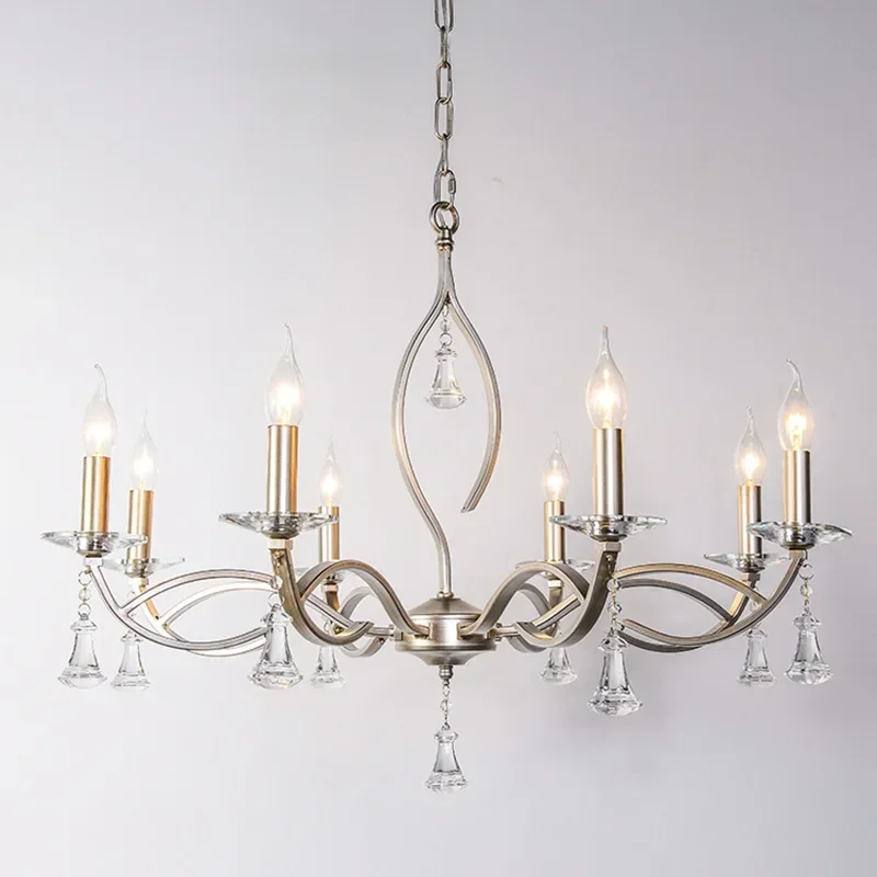 

MandosBor Store American luxury countryside crystal chandelier living room minimalist French bedroom light candle creative desig