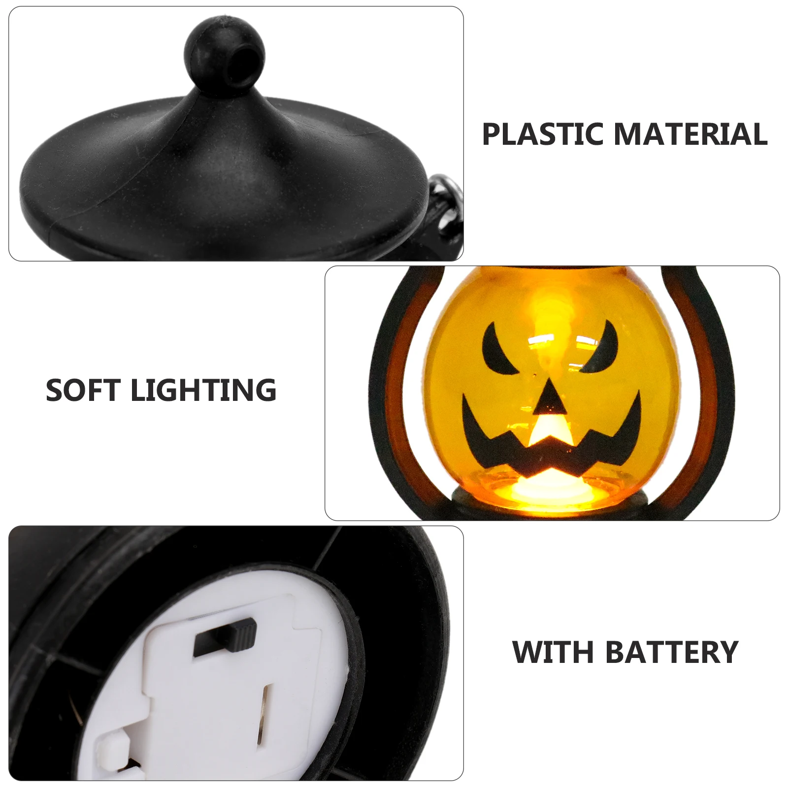 

3pcs Halloween Pumpkin Lamps Premium Decorative Party Lamps For Home Garden Kids Gift Led Electronic Black Strong Durable