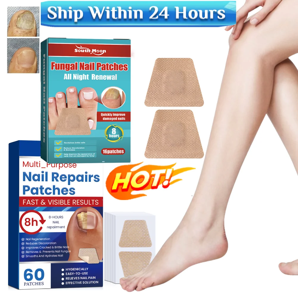 60/16Pcs Toenail Fungus Patch Breathable Nail Repair Patches Nails Recover Patch Waterproof for Discolored Or Damaged Nails