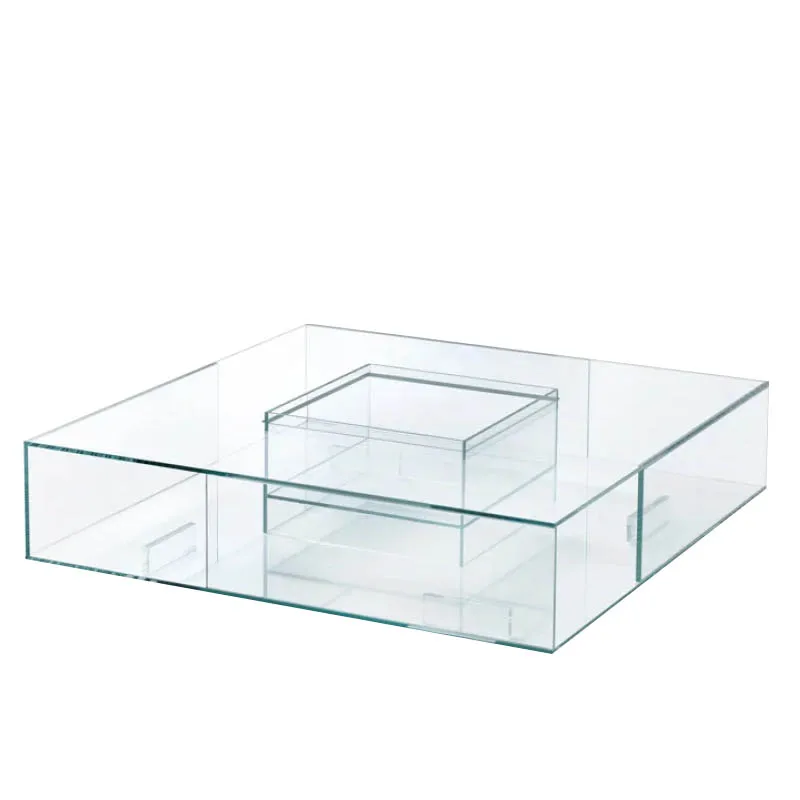 

Креативный прозрачный журнальный столик из закаленного стекла для гостиной, итальянский минималистичный квадратный низкий столик