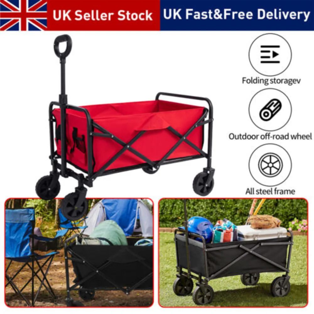 Foldable Collapsible Camping Outdoor Garden Trolley Cart Wagon Truck Wheelbarrow