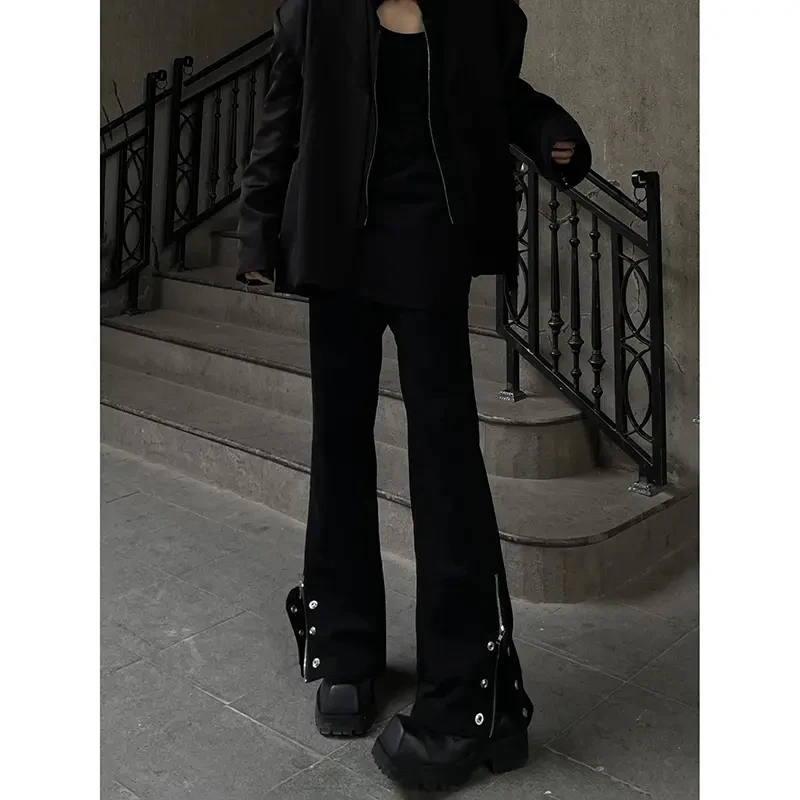 

American High Street Vibe Men's k Sle Button Straight Leg Jeans Trendy Streetwear Slim Fit Flared Pants Cotton Polyester...