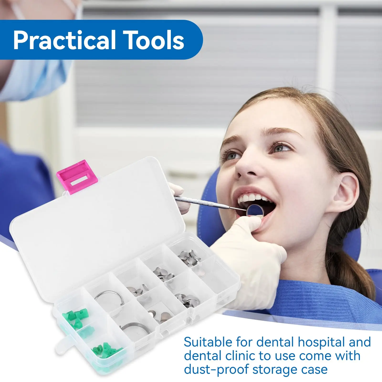 Dental Section Profile Matrix,Professional Dental Filling Matrix with Dental Filling Matrix with 2 Rings 20 Circle Wedge Items