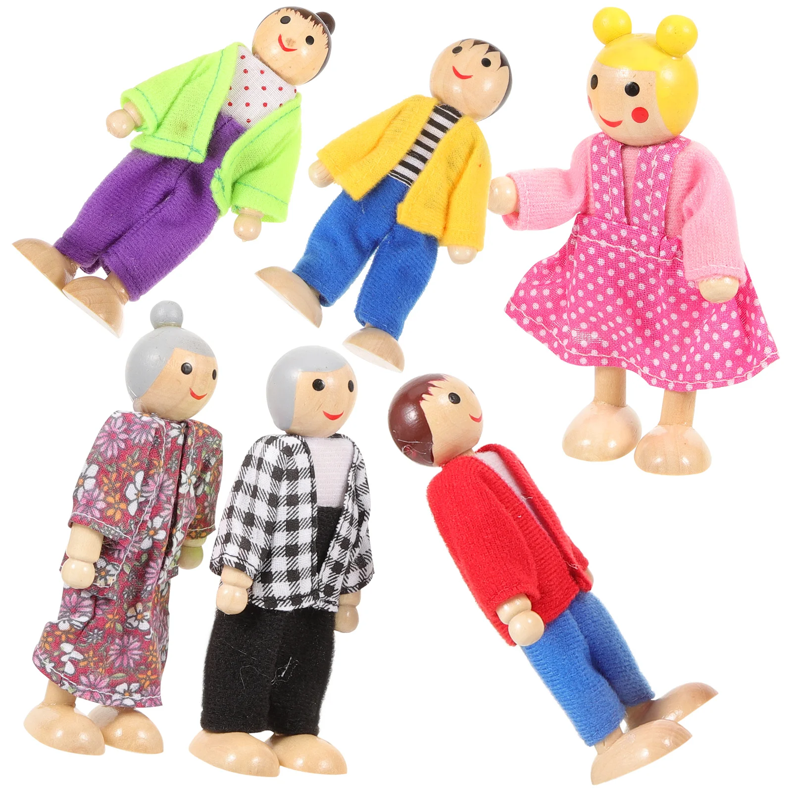 

Wooden Mini People Figures Pretend Play Accessories Kids Family Dolls Tiny Role-play Toys Baby Toddler