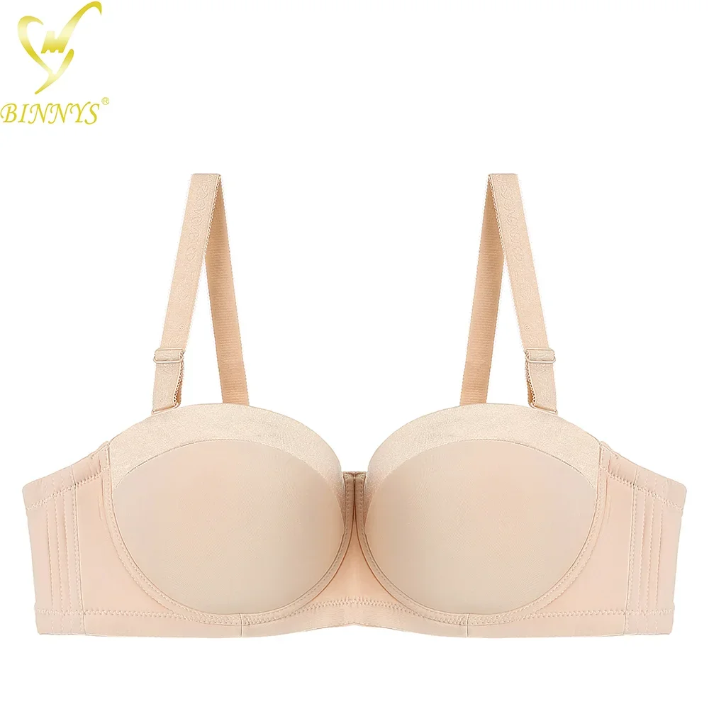 BINNYS High Quality Women's Bra Half Cup Sexy Strapless Bra C Cup Underwear Female Silicone Ladies Underwire