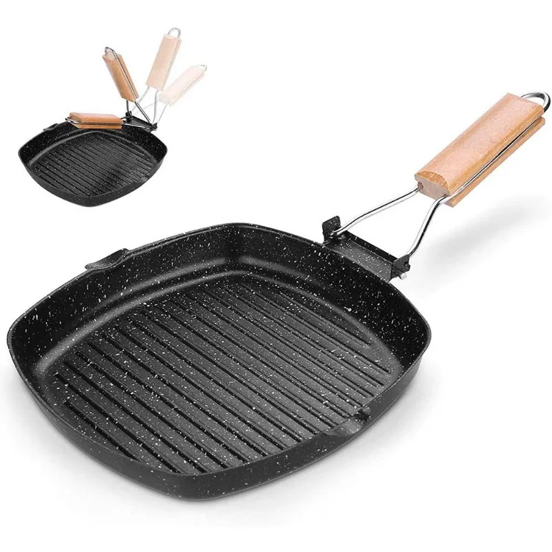 

Camping Baking Tray Folding Barbecue Tray Outdoor Steak Frying Tray Home Picnic Barbecue Wheat Rice Stone Non Stick Pot