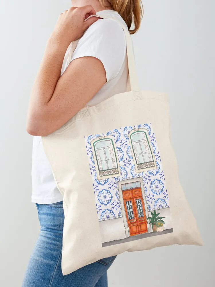 House in Lisbon Tote Bag حقائب هدايا حقيبة حمل نسائية حقيبة تسوق نسائية يد للسيدات #1