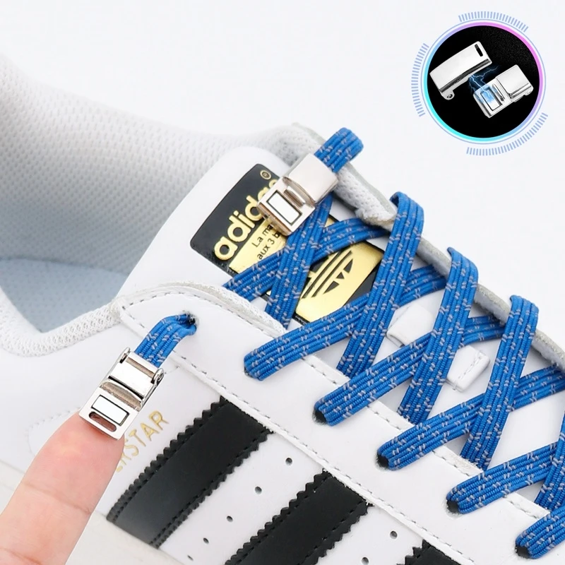 Magnetic Shoelaces for Sneakers Elastic Laces Without Ties Kids Adult Quick Shoe Lace Reflective No Tie Shoe Laces Rubber Bands