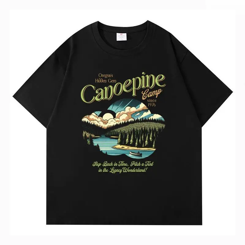 Oregon Hidden Gem Canoe Camp Tshirt Collection Black White Maroon Navy Color with Vintage Landscape Print Since 1976 Unisex