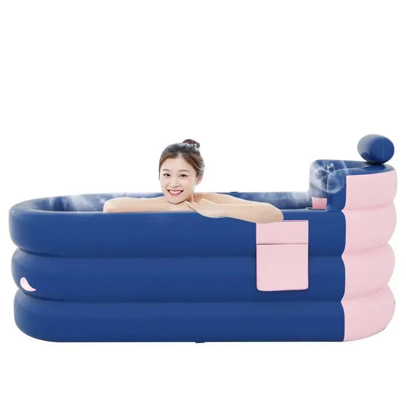 Blow Up Bathtub Adult Foldable Ice Barrel Plunge Pool Portable Ice Pod Cold Tub Soaking Bathing Tub With Headrest Lumbar Support