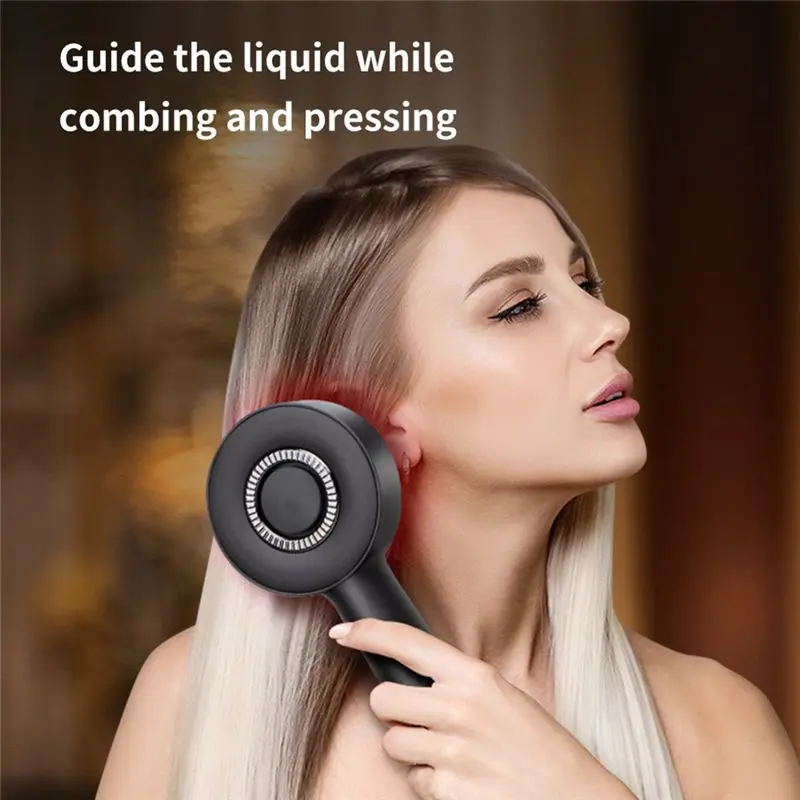 【NEW A39M】 Gentle Detangling Slicking Brush& Scalp Massager Upgraded Rechargeable Hair Oil Applicator Relaxation For All Hair Ty