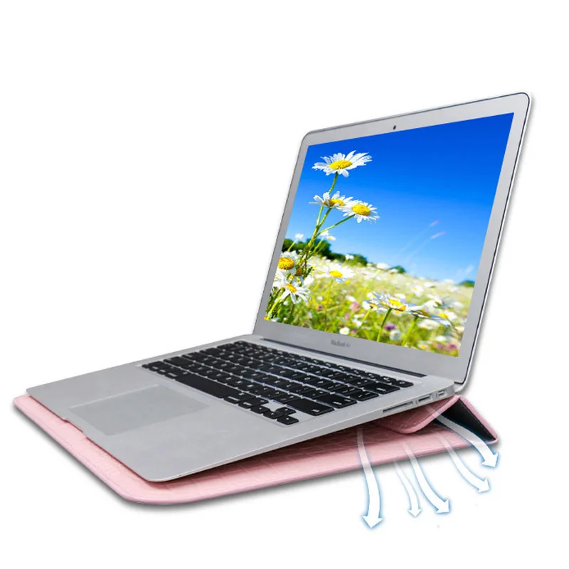 Leather Laptop Bag Tablet PC Sleeve Waterproof Notebook eBook Hand Bag With Foldable Stand Magnet Hasp for Macbook iPad HUAWEI