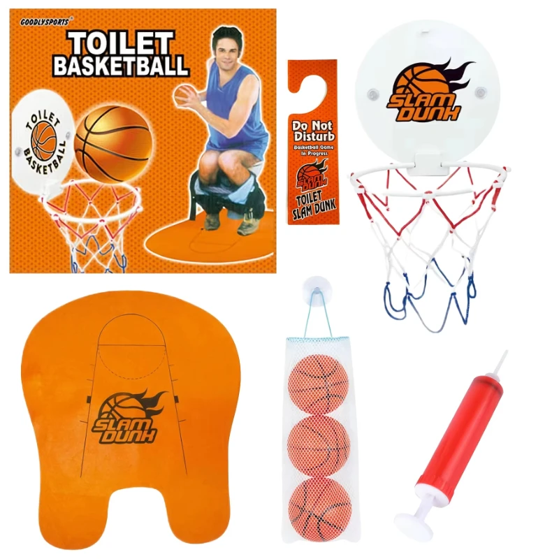 

Mini Basketball Stand and Ball Toilet Bathroom Indoor Basketball Game Fun Toy Gift for Adults, Toilet Games