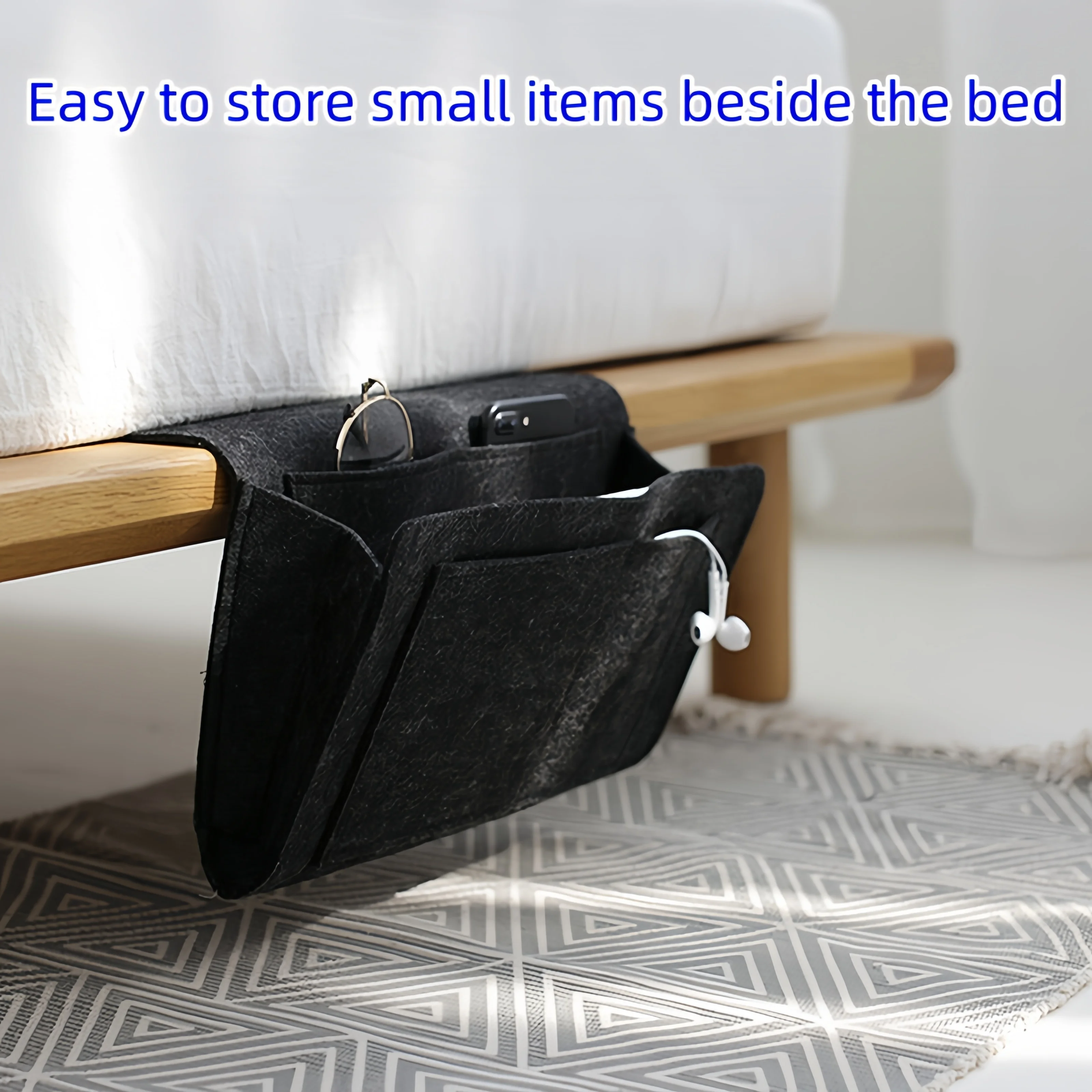 

Hanging Bedside Organizer - Multipurpose Bedroom Hanging Shelves with Pocket for Phone, Tablet, and Accessories - Easy Mount, S