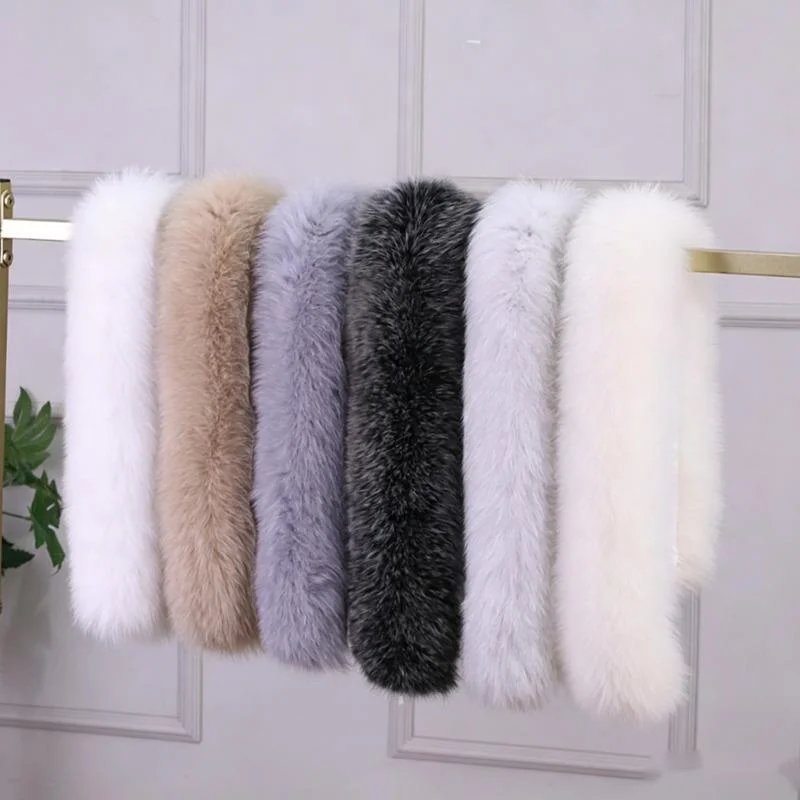Genuine fox Fur Collar Down Jacket Parka Fur Collar Luxury Furry Wraps Scarves Coat Jacket Adorn Soft Thick Warm Scarf Shawl
