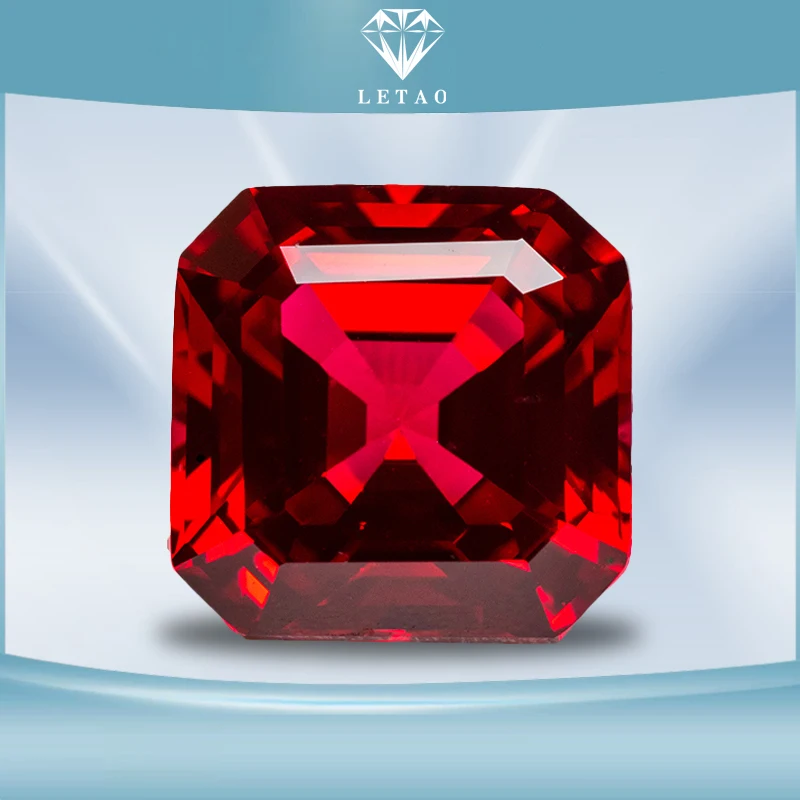 

Lab Grown Ruby Pigeon Blood Red Asscher Shape Hand Cut Gemstones for DIY Jewelry Making Materials Selectable AGL Certificate