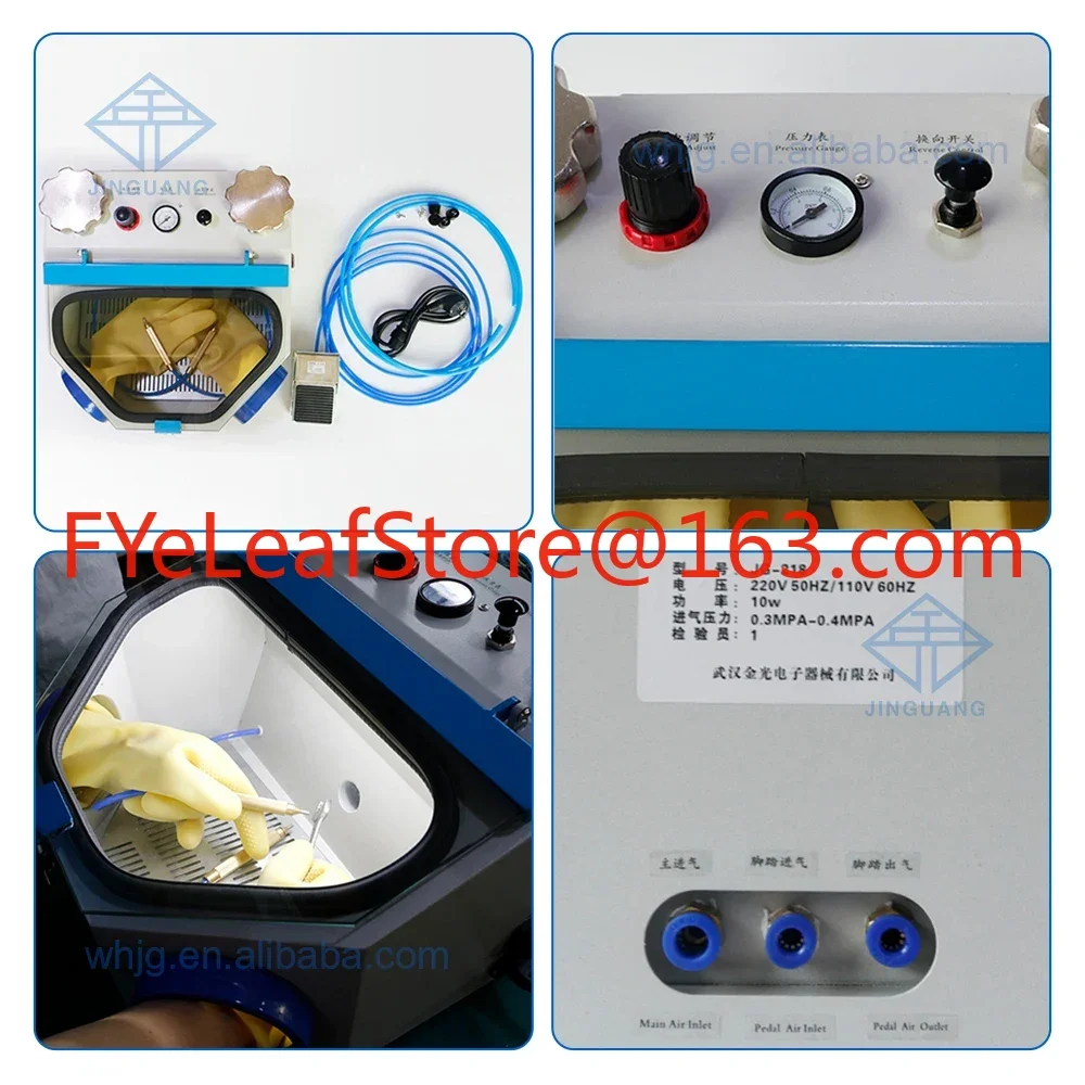 Dental Twin-pen Double Pen Fine Sand Blaster Sandblaster Unit With LED Bulb 2 Tanks