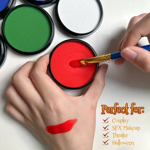 हैलोवीन क्रिसमस मास्करेड पार्टी के लिए ब्रश के साथ काला सफेद लाल 30G मोनोक्रोमैटिक जल घुलनशीलता बॉडी मेकअप फेस पेंट 10 best sales मेकअप कलाकार - №6