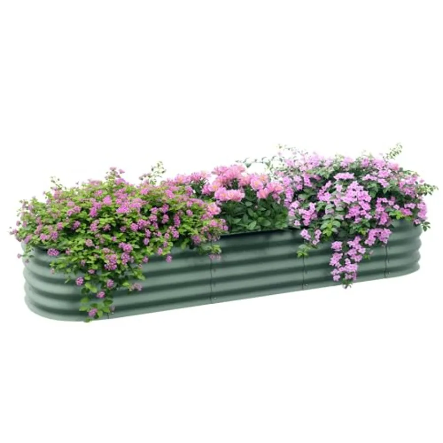 

6.5' x 2' x 1' Galvanized Raised Garden Bed Kit Outdoor Metal Elevated Planter Box with Safety Edging Easy DIY Stock Tank for G