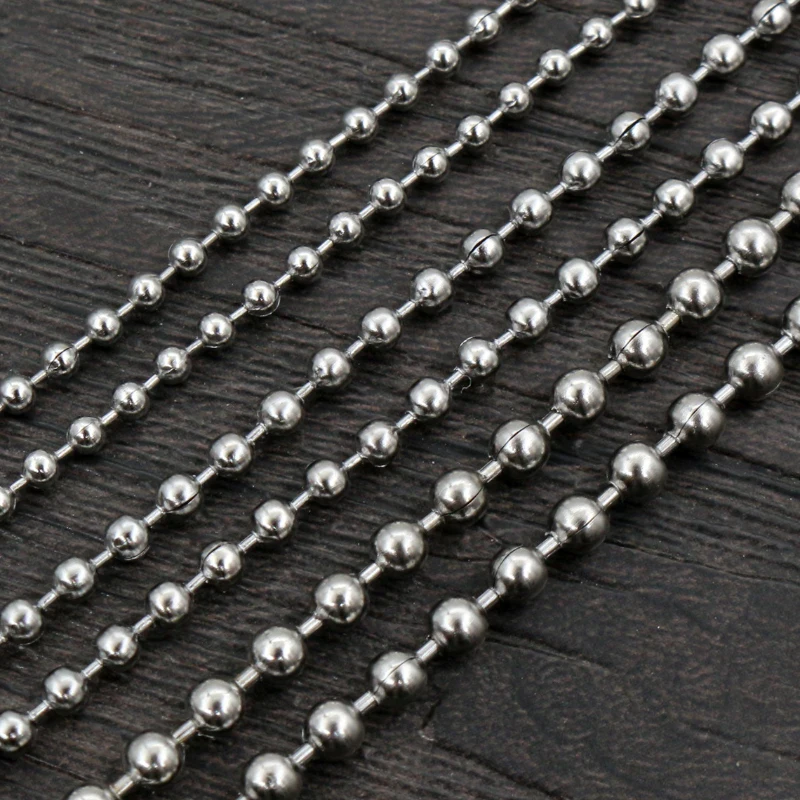 5 Meters/Lot 1.5/2.0/2.4/3.0mm Beaded Ball Stainless Steel Bulk Ball Bead Chains For DIY Necklaces Jewelry Making Accessories