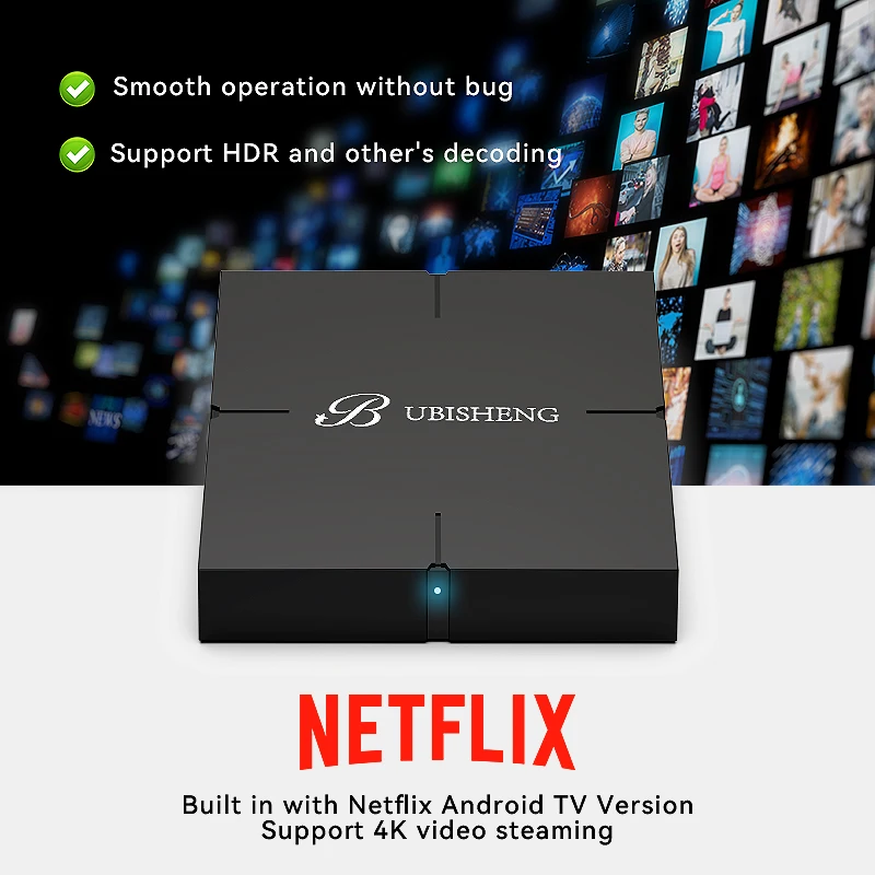 TV Box 4K HD Android 13 Bluetooth 5.2 Wifi6 2GB16GB Google TV APP Netflix مشغل الوسائط الذكية يدعم الإسبانية والفرنسية والروسية