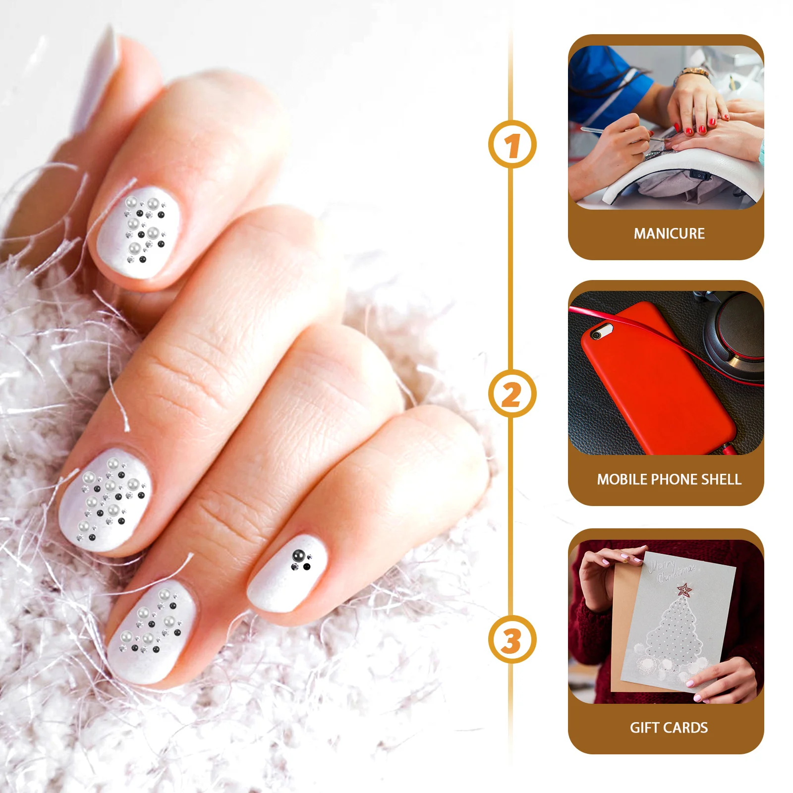 

3pcs Pearl Nail Art Charms Resin Manicure Decals Hard Durable Shiny Diy Nail Decorations For Women Girls Fingernails Toenails