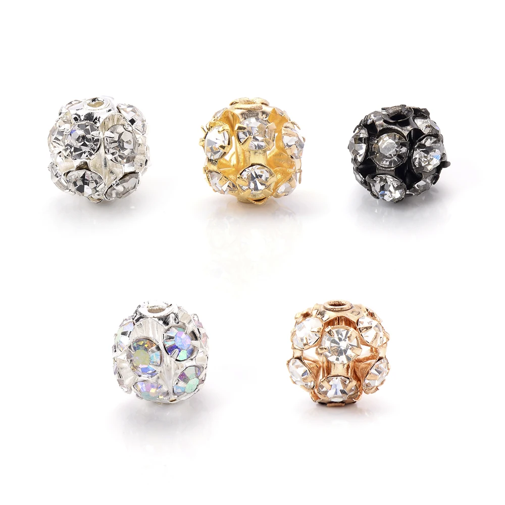 30 Stück Metalllegierungs-Strassperlen, gemischt 6, 8, 10 mm, glitzernde Kristall-Abstandsperlen für Armbänder, Halsketten und Schmuckherstellung. – Detail 9