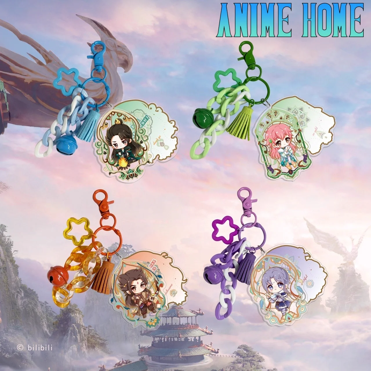 Official Anime Legend of Exorcism Tian Bao Fuyao Lu Kong Hongjun Li Jinglong Lu Xu Mo Rigen Acrylic Keychain Bag Pendant Cosplay