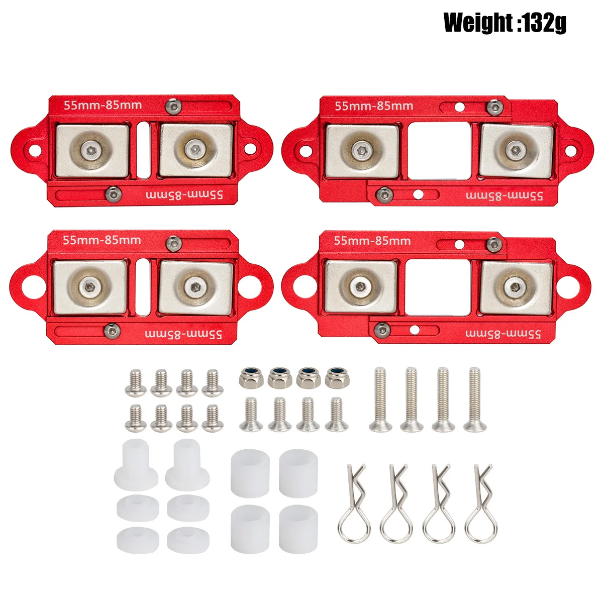 4Pcs 55-85mm Adjustable Magnetic Body Post Mount Stand for 1/10 RC Crawler  TRX4 TRX6 SCX10 90046 D90 86100 MST CFX CC01